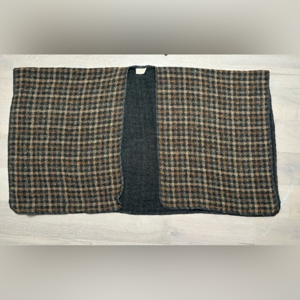 Boyne Valley Weavers Shawl O/S Black Brown Plaid Wool Blend Cottagecore Irish
